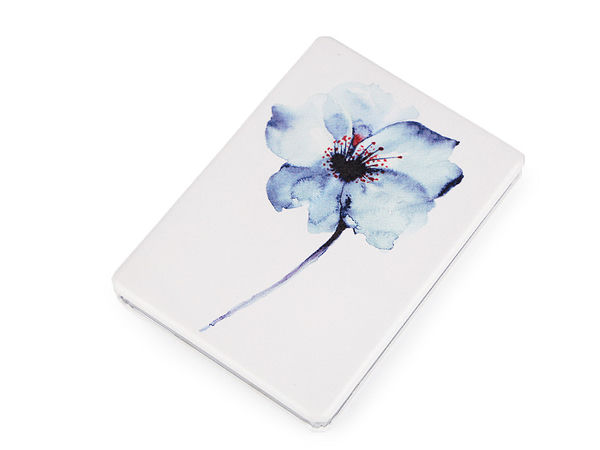 Oglindă compactă de buzunar cu imprimeu floral - Oglindă cosmetică premium cu două fețe și etui din piele ecologică