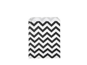 Pungi decorative din hârtie pentru cadouri, model chevron alb-negru (10x14 cm) - Ambalaje ecologice pentru bijuterii și mici decorațiuni