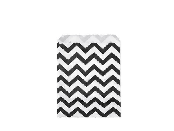 Pungi decorative din hârtie pentru cadouri, model chevron alb-negru (10x14 cm) - Ambalaje ecologice pentru bijuterii și mici decorațiuni