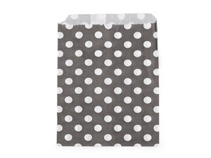Pungi decorative de cadou din hârtie, alb-negru (13x17 cm) - Chevron și buline