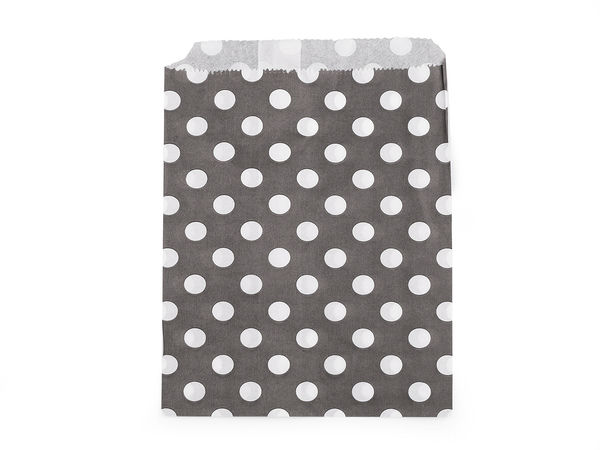 Pungi decorative de cadou din hârtie, alb-negru (13x17 cm) - Chevron și buline