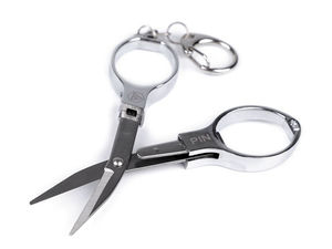 Foarfecă pliabilă premium de călătorie cu carabină pentru breloc, nichelată, 9,5 cm