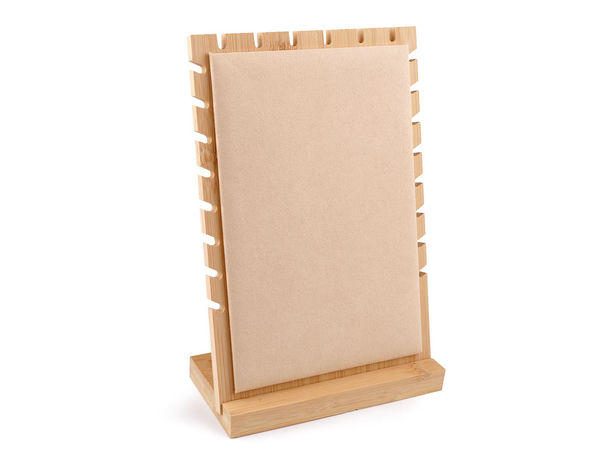 Suport premium din lemn pentru expunere coliere, cu inserție din piele întoarsă - Organizator elegant de bijuterii (17x25 cm)