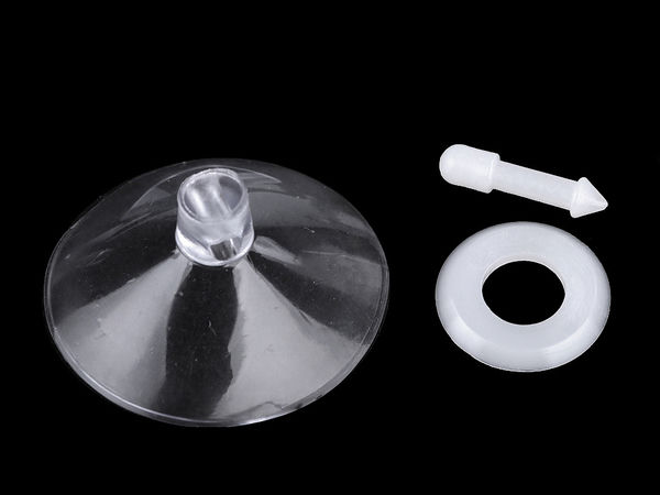 Ventuză transparentă din cauciuc cu pin din plastic pentru fixare, Ø40 mm, pentru decorațiuni florale și nunți