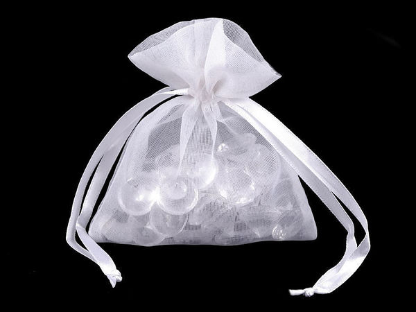 Săculeți premium pentru cadouri din organza strălucitoare cu șnur din satin, 8x10,5 cm