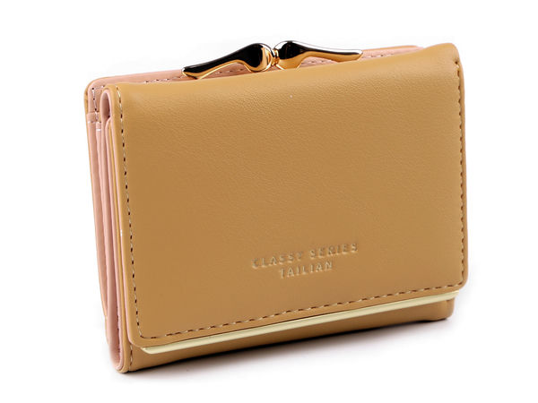 Portofel elegant de damă, de dimensiuni mici - Portofel compact cu două compartimente și accesorii metalice - 9 x 11 cm