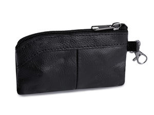 Portofel breloc premium din piele naturală și portmoneu mic pentru monede cu carabină rotativă, 7 x 13 cm
