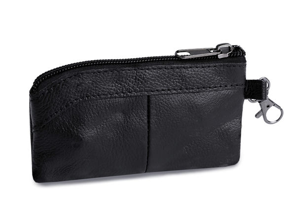 Portofel breloc premium din piele naturală și portmoneu mic pentru monede cu carabină rotativă, 7 x 13 cm