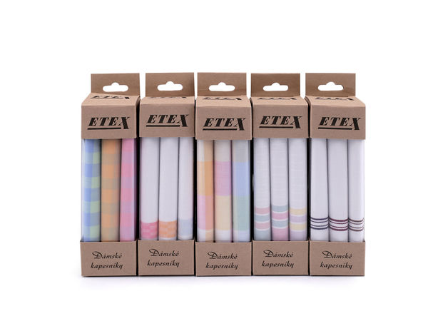 Set cadou premium de batiste de damă, fabricate în Cehia - 3 piese asortate din bumbac (29 x 29 cm)