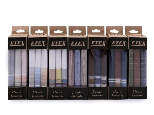 Set cadou premium de batiste pentru bărbați (3 bucăți) - Batiste din bumbac fabricate în Cehia, 40x40 cm, modele clasice asortate