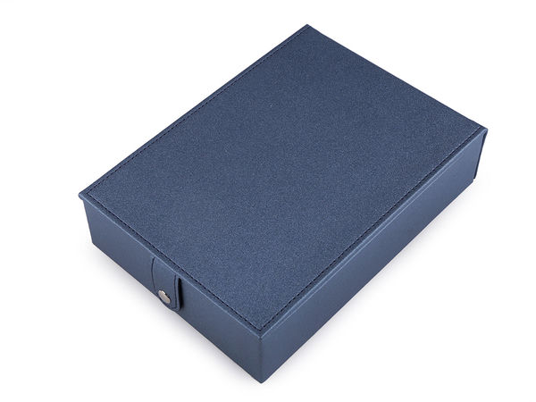 Cutie clasică sidefată pentru organizarea bijuteriilor, cu oglindă integrată și interior din piele întoarsă - 5.5x15x21 cm