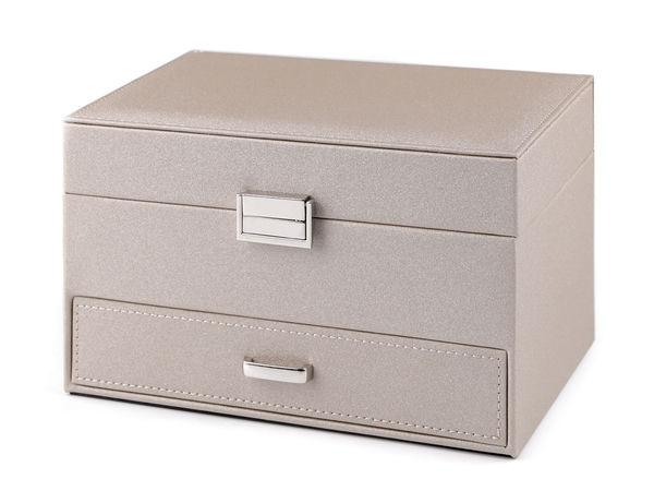 Cutie de bijuterii premium cu 3 niveluri, organizator cu oglindă și sertare - 14 x 16 x 23 cm