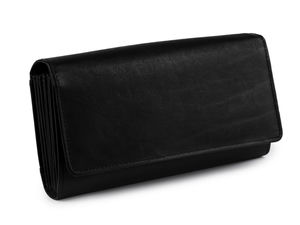 Portofel de casier din piele premium neagră și organizator profesional - 10x19 cm semi-mat