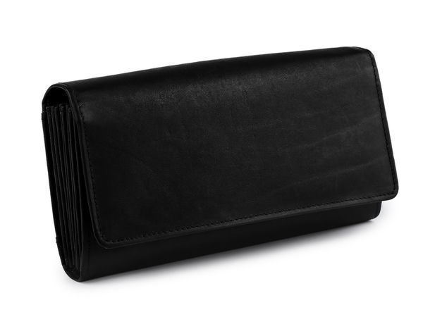 Portofel de casier din piele premium neagră și organizator profesional - 10x19 cm semi-mat