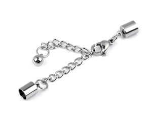 Set premium din oțel inoxidabil pentru finisarea bijuteriilor - Închizătoare carabină cu lanț de prelungire și capace terminale de 5 mm, finisaj platinat