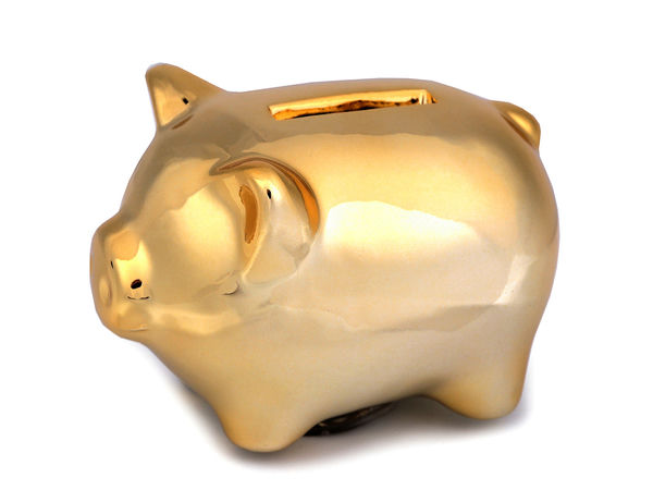 Mini-pușculiță premium aurie, superlucioasă - Pușculiță decorativă elegantă pentru nunți, aniversări și sărbători
