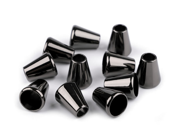 Capete metalice premium pentru șnur - Opritoare decorative pentru geci, hanorace și genți, Ø5,5 mm (Nichel negru)