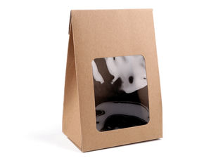 Cutie de cadou din hârtie Kraft maro natur cu fereastră transparentă - Ambalaj pliabil pentru cadouri și proiecte creative DIY