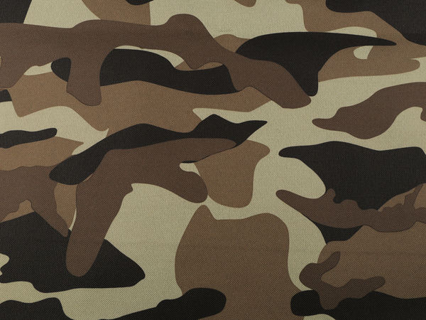 Material textil impermeabil pentru exterior 600D ultra-rezistent - Țesătură tehnică premium cu peliculă din PVC, imprimeu camuflaj