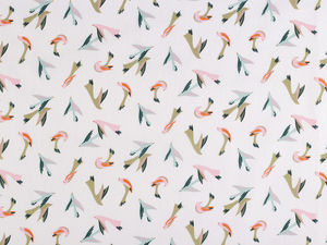 Pânză canvas din bumbac premium cu imprimeu păsări - Crem foarte deschis