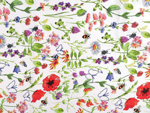 Pânză canvas premium din bumbac - Motiv floral cu flori de câmp