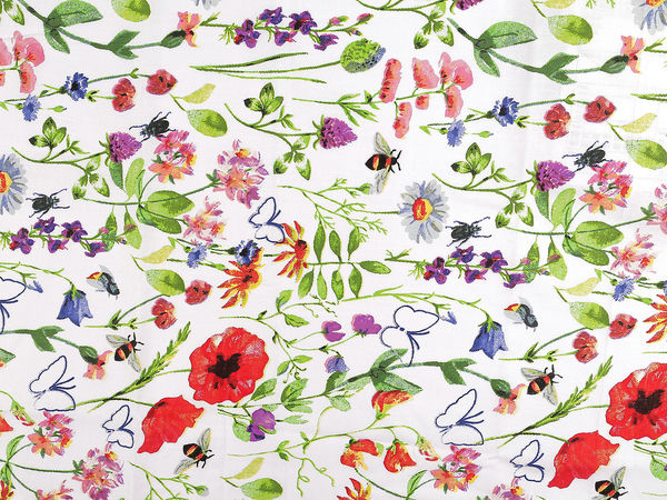 Pânză canvas premium din bumbac - Motiv floral cu flori de câmp