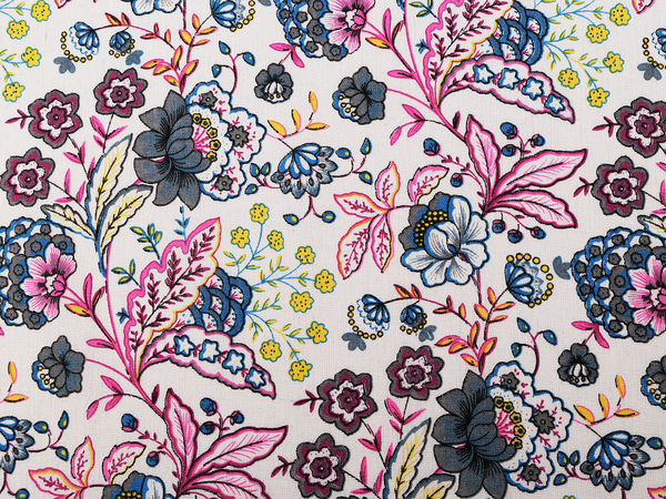 Material premium din bumbac cu imprimeu floral și imitație de in grosier