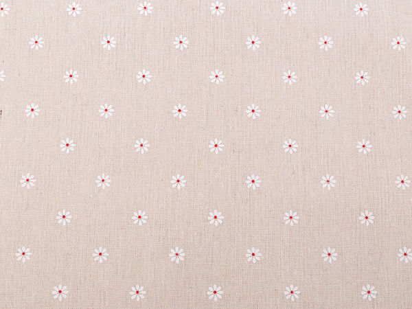 Țesătură canvas premium din bumbac cu imprimeu floral - Imitație de in grosier în stil iută