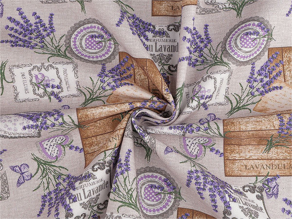 Țesătură decorativă premium Loneta PES – Design elegant cu lavandă de Provence