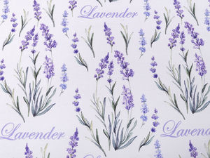 Țesătură decorativă Premium Loneta PES - Model floral cu lavandă