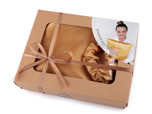 Set de dormit premium din satin cu față de pernă și elastic scrunchie - Lenjerie de lux anti-aging pentru îngrijirea pielii și a părului