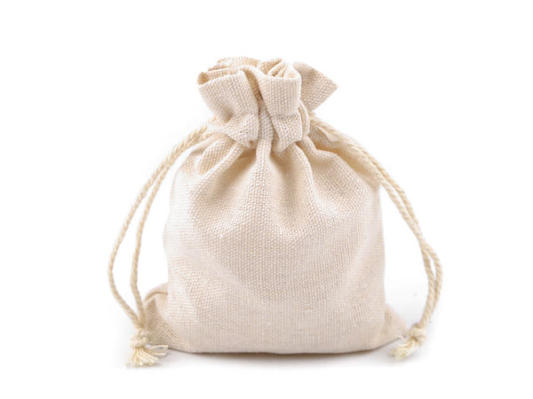 Săculeț premium din in cu șnur, ecru deschis, 9x12 cm – Săculeț textil cu șnur din bumbac natural pentru lucru manual, plante aromatice și cadouri mici