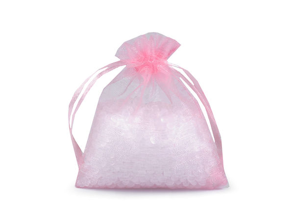 Săculeți premium pentru cadouri din organza (7x9 cm) - Săculeți eleganți cu reflexii delicate și șnur din satin, pentru bijuterii, mărturii de nuntă și cosmetice