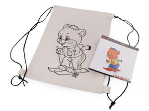 Săculeț premium din bumbac cu șnur pentru pictat DIY (27x35 cm) - Modele Urs, Câine și Broască Țestoasă