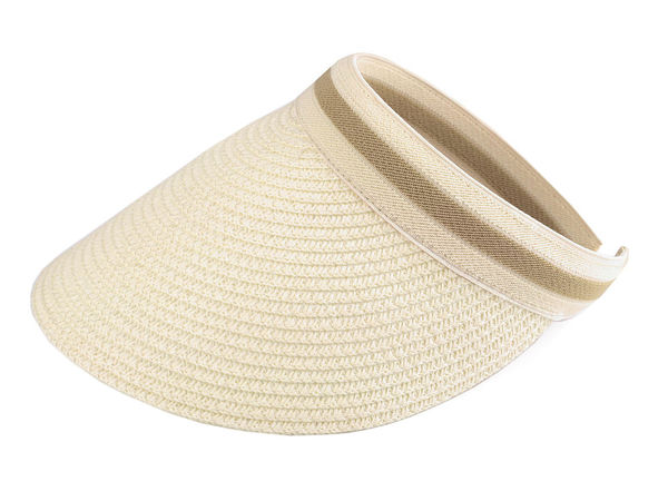 Vizieră elegantă din paie pentru damă, cu bandă elastică confortabilă – Pălărie de soare lejeră de vară, cu cozoroc de 13.5 cm