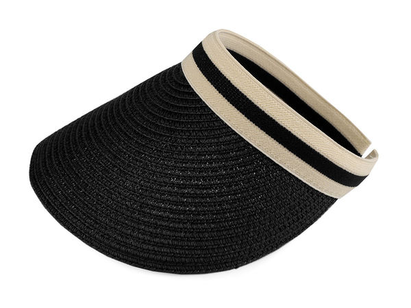 Vizieră elegantă din paie pentru damă, cu bandă elastică confortabilă – Pălărie de soare lejeră de vară, cu cozoroc de 13.5 cm