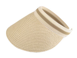 Vizieră elegantă din paie pentru damă, cu bandă elastică confortabilă – Pălărie de soare lejeră de vară, cu cozoroc de 13.5 cm