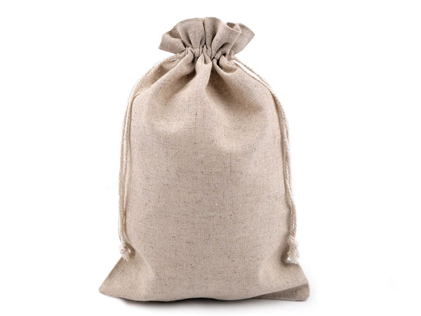 Săculeț premium din in cu șnur pentru cadouri și lucru manual, 19x29 cm - Burlap