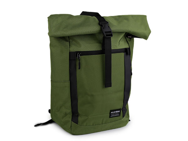 Rucsac textil ergonomic roll-top (40x45 cm) - Rucsac de zi cu buzunare multiple pentru călătorii, sală și școală