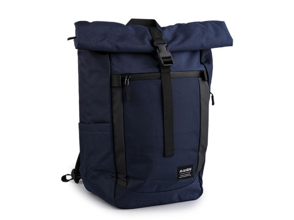 Rucsac textil ergonomic roll-top (40x45 cm) - Rucsac de zi cu buzunare multiple pentru călătorii, sală și școală