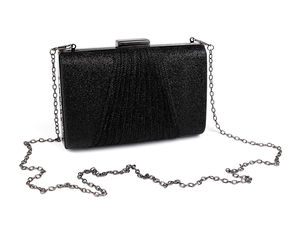 Poșetă elegantă de seară tip clutch cu sclipici – Geantă de ocazie cu lanț detașabil și ramă metalică