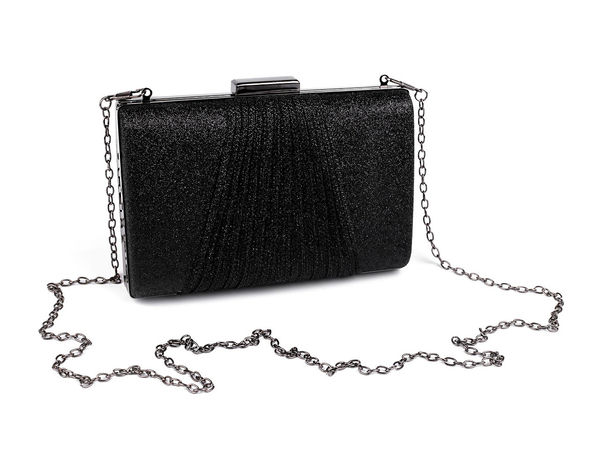 Poșetă elegantă de seară tip clutch cu sclipici – Geantă de ocazie cu lanț detașabil și ramă metalică