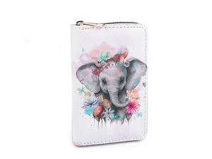 Portofel plic cu motiv elefant pentru damă și fete - Organizator compact cu fermoar (10 x 15.5 cm)
