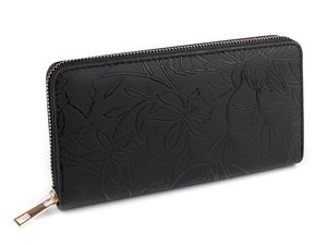 Portofel elegant de damă cu relief floral 3D și fermoar de jur-împrejur - Clutch premium și organizator pentru telefon