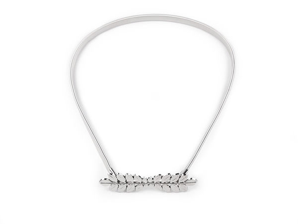 Curea elastică din metal tip arc pentru damă, cu cataramă decorativă – modele cu fundă, frunză și trandafir