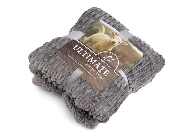 Pătură plușată de lux cu două straturi - Fleece structurat ultra-fin și Sherpa călduros (150x200 cm)