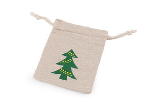 Săculeți premium pentru cadouri de Crăciun - Săculeți din bumbac cu aspect de iută pentru calendare de Advent și cadouri, 8x10 cm (Moș Crăciun și Brad)