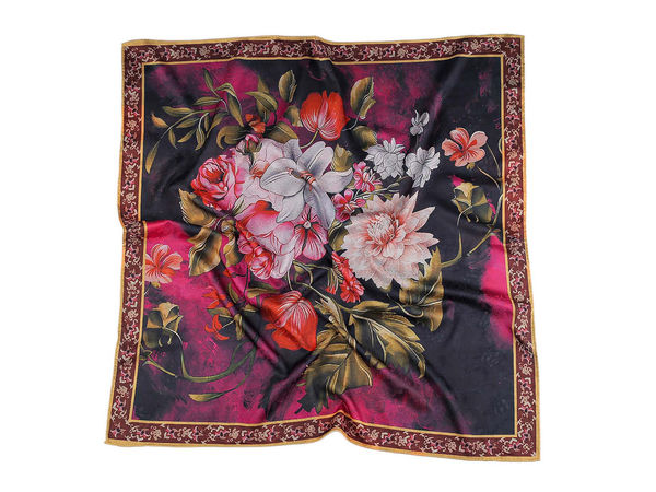 Eșarfă pătrată premium din satin imprimat (70x70 cm) - Eșarfă elegantă de gât fină ca mătasea, batic pentru cap și accesoriu de păr