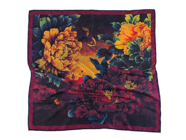 Eșarfă pătrată premium din satin imprimat (70x70 cm) - Eșarfă elegantă de gât fină ca mătasea, batic pentru cap și accesoriu de păr