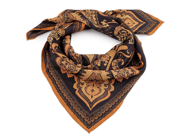 Eșarfă pătrată premium din satin imprimat (70x70 cm) - Eșarfă elegantă de gât fină ca mătasea, batic pentru cap și accesoriu de păr